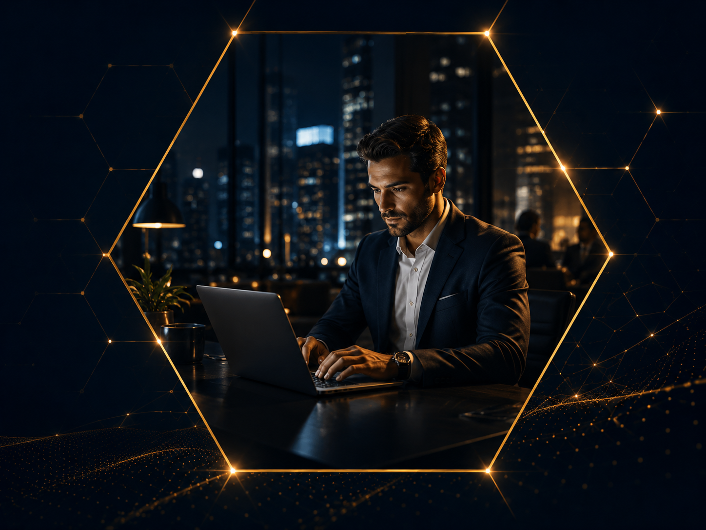 Professional working on laptop