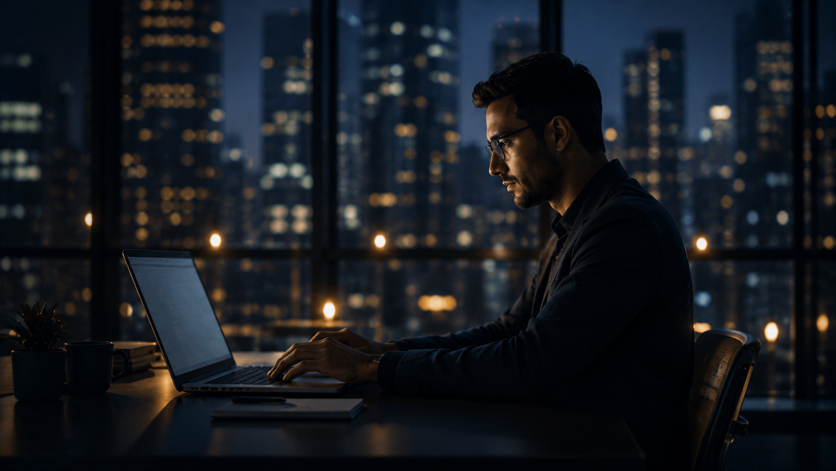 Professional worker using laptop